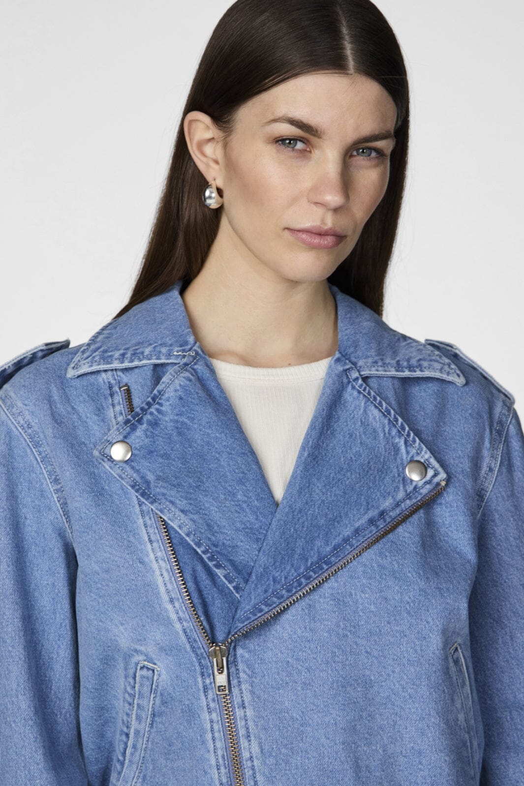 Y.A.S Yasabigail Ls Denim Biker Jacket 26036312