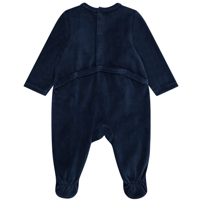 Dors-bien en velours dévoré avec détails volantés et print Marie Les Aristochats pour bébé fille - Bleu marine