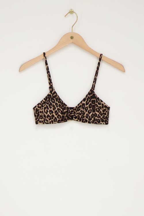 Panterprint bikini top met cut-out