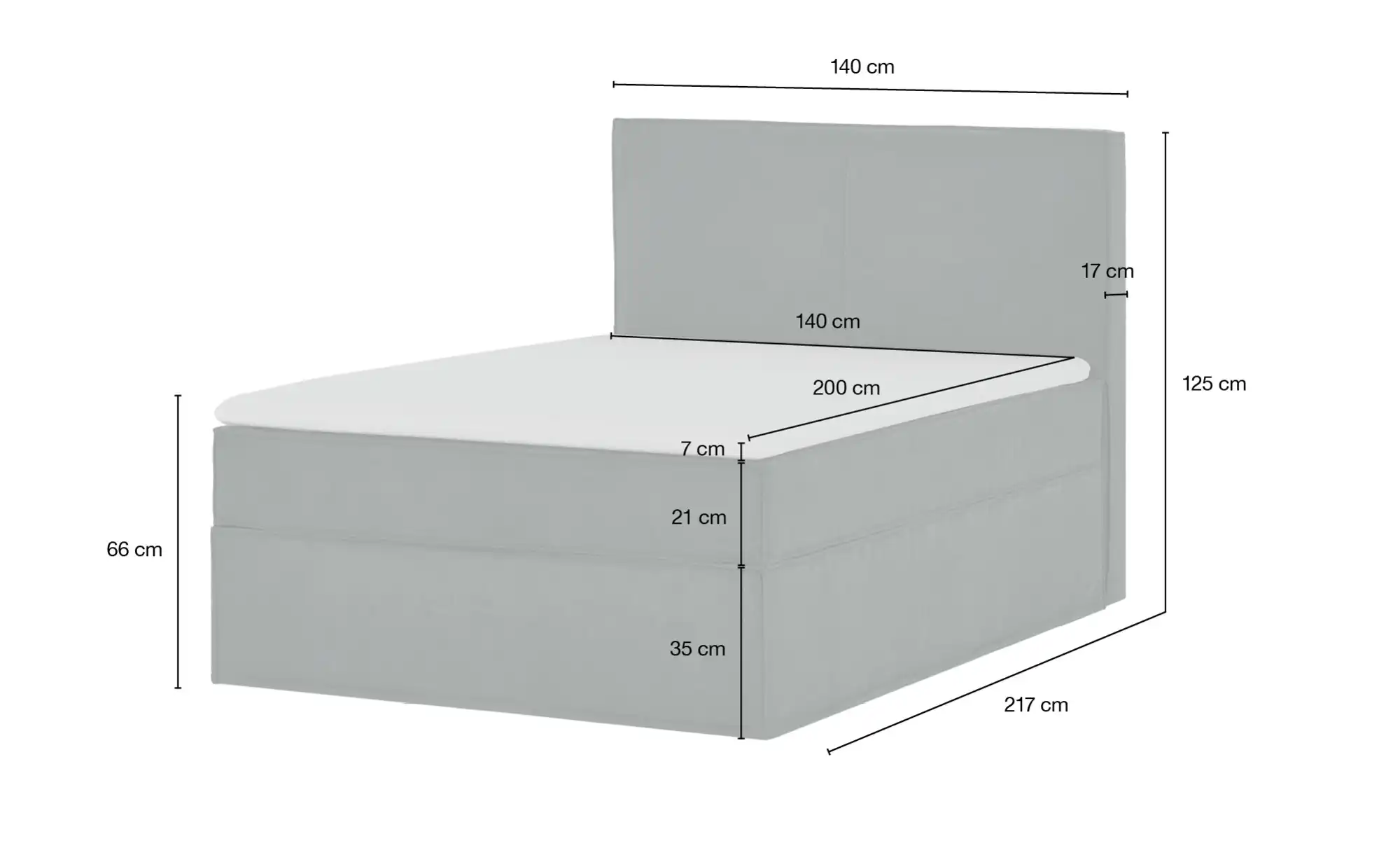 Boxi Boxspringbett 140 x 200 cm mit trendigem Keder Boxi Urban