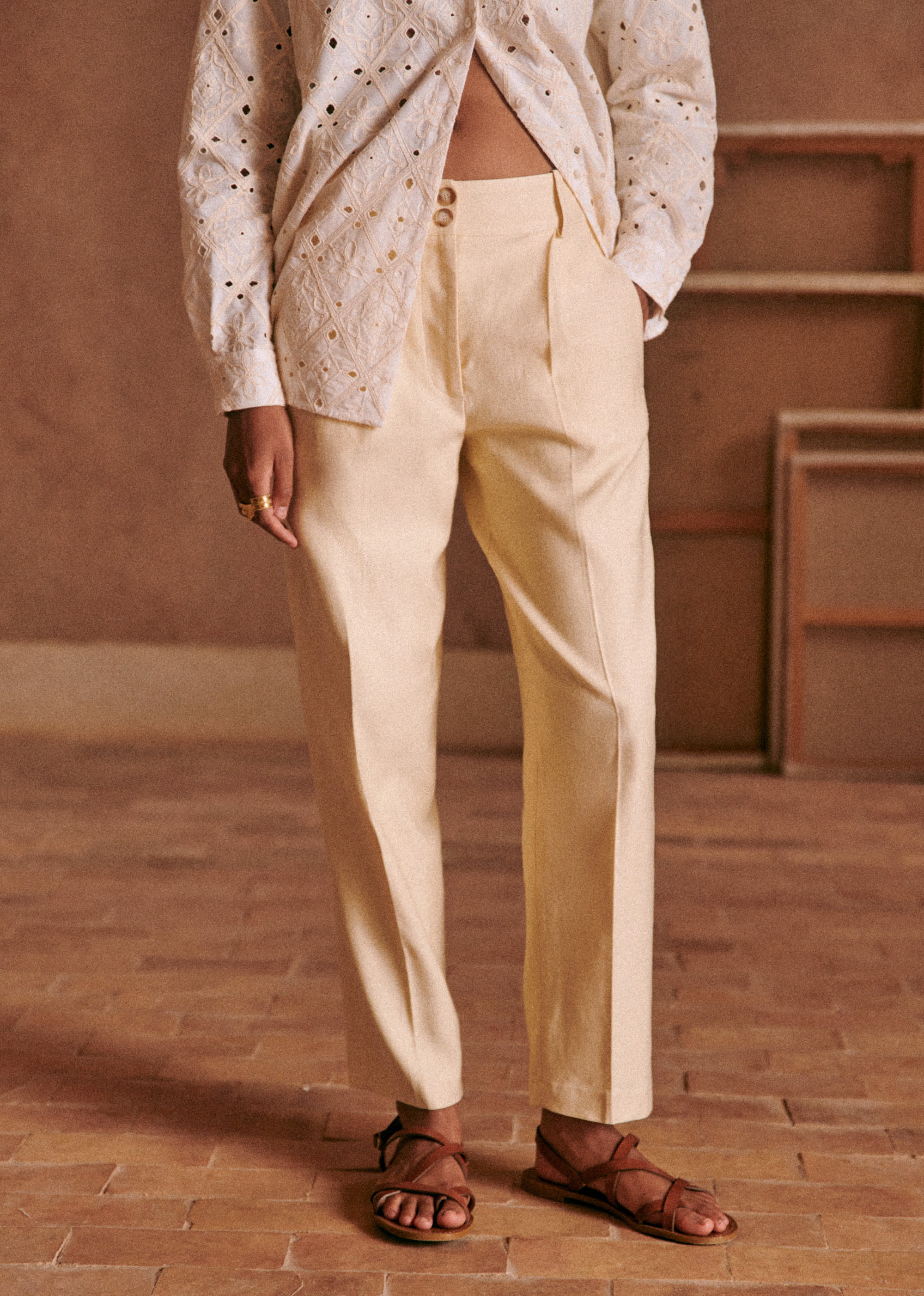Pantalon Cyprien - Crème - E-SHOP/BAS Pantalons 5905593