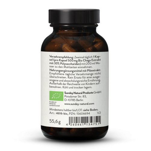 Sunday Natural Products  Bio Chaga Extrakt 30% Polysaccharide