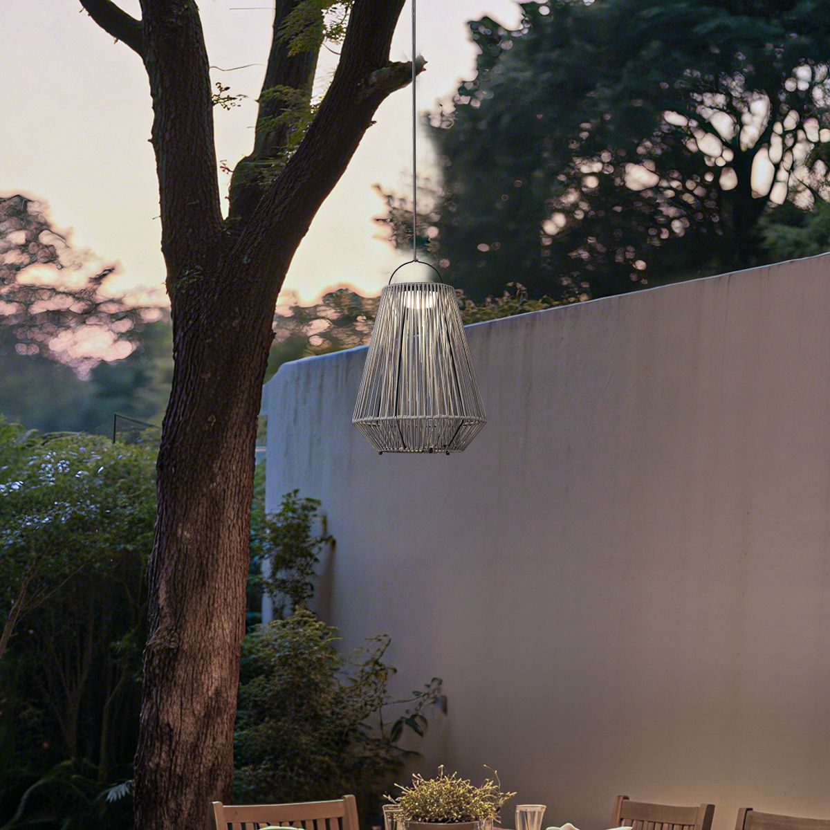 Bohemian tafellamp grijs incl. LED 3-staps dimbaar IP54 solar oplaadbaar - Duca
