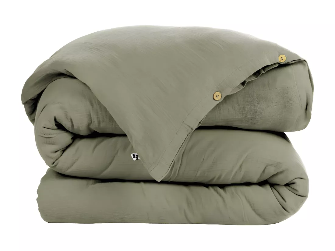 OUREA - Housse de Couette 240x220cm Gaze de Coton Romarin