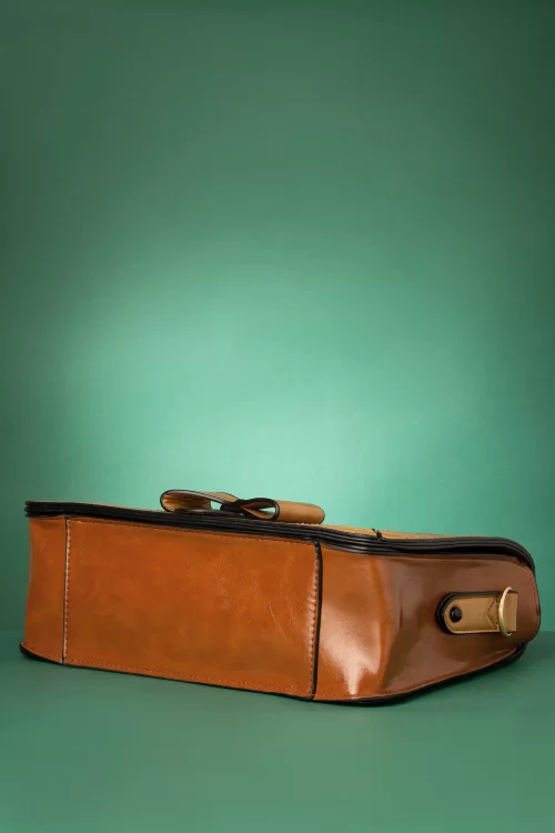Banned Retro Scandal Office handtas in camel en cognac