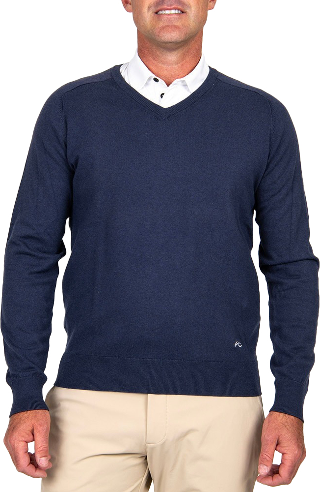 Kirk V-Neck Pullover Herre Atlanta Blue