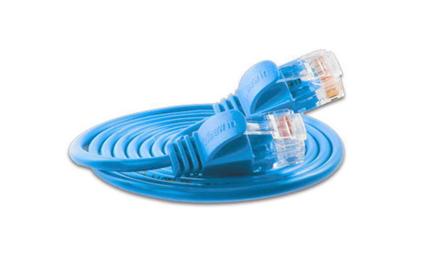 Slimpatchkabel RJ-45 - RJ-45, Cat 6, UTP, 1 m, BlauLightpatchkabel rund, ungeschirmtes Twisted-Pair-Kabel (U/UTP) mit Klinkenschutz