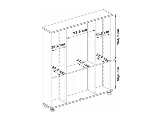 Bibliothèque Chêne 8 Portes 18 Niches 15 Etagères L 158.8 H 182.2 P 33 cm