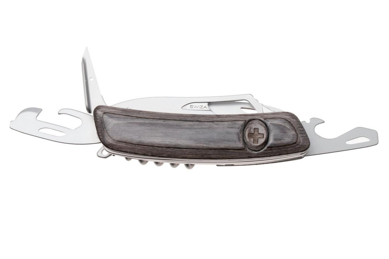 Swiza SH09 TR AM, KST.0136.6510, Laminate Black, Zwitsers zakmes, partly serrated, 9 tools