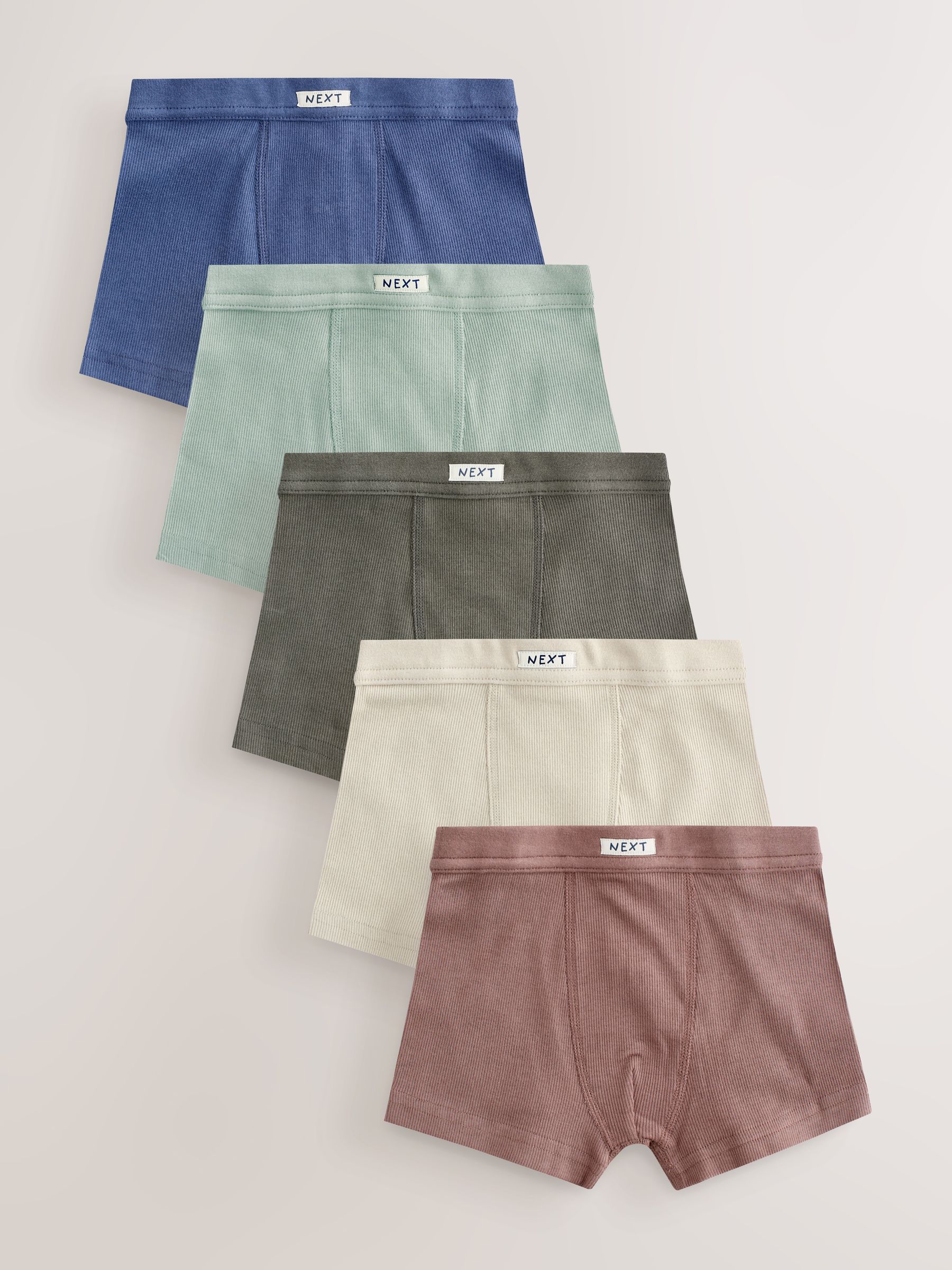 Naturel Multicolor - Set van 5 boxershorts met zachte tailleband (1,5-16 jr)