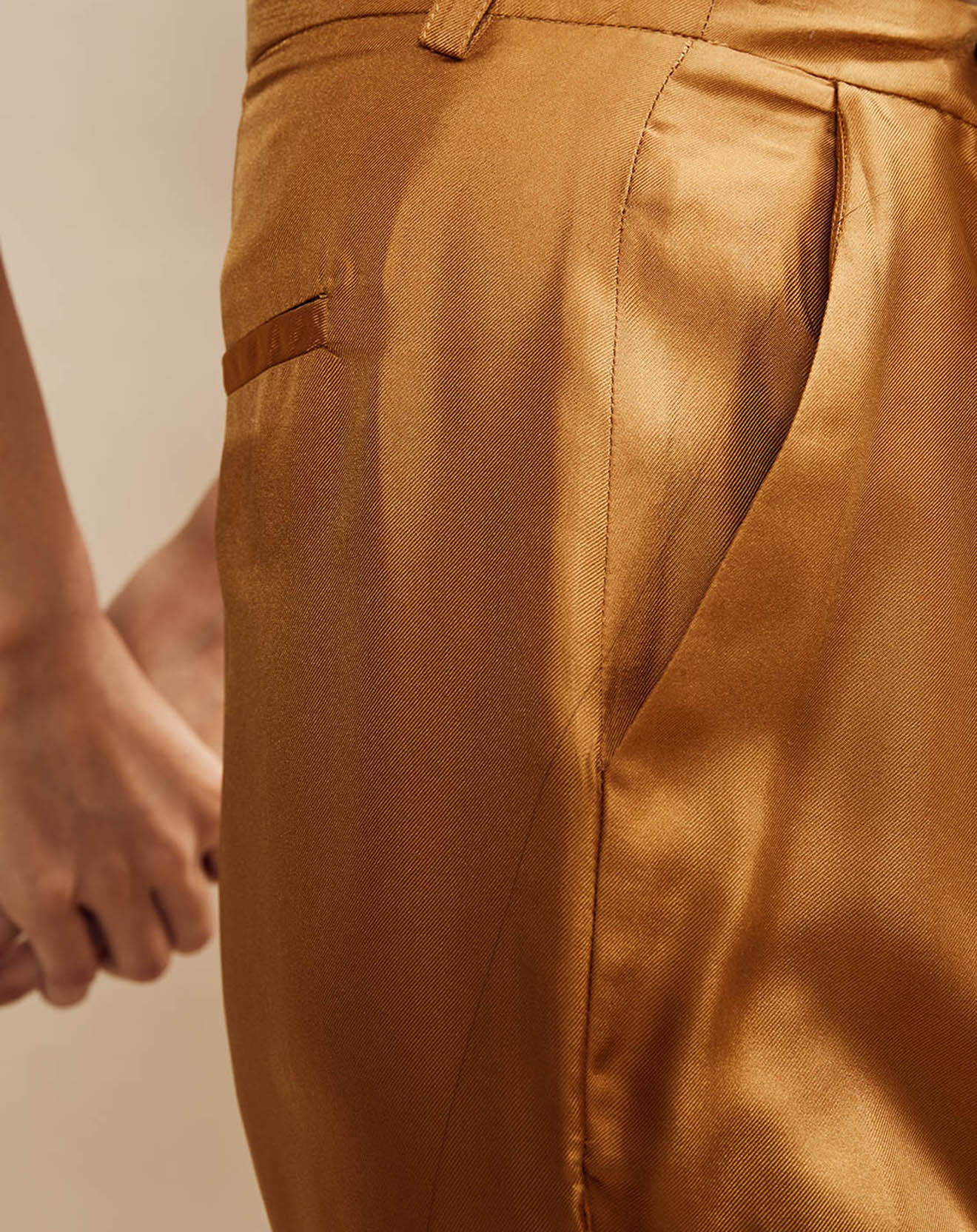Chloé Stora Pantalon 100% Soie Poitiers camel