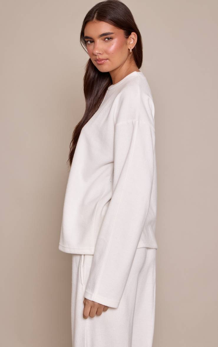 Crème Sweatshirt Côtelé Doux