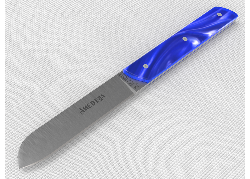 Service de 6 couteaux de table avec un manche en Madreperlato Bleu et lame en acier inoxidable
