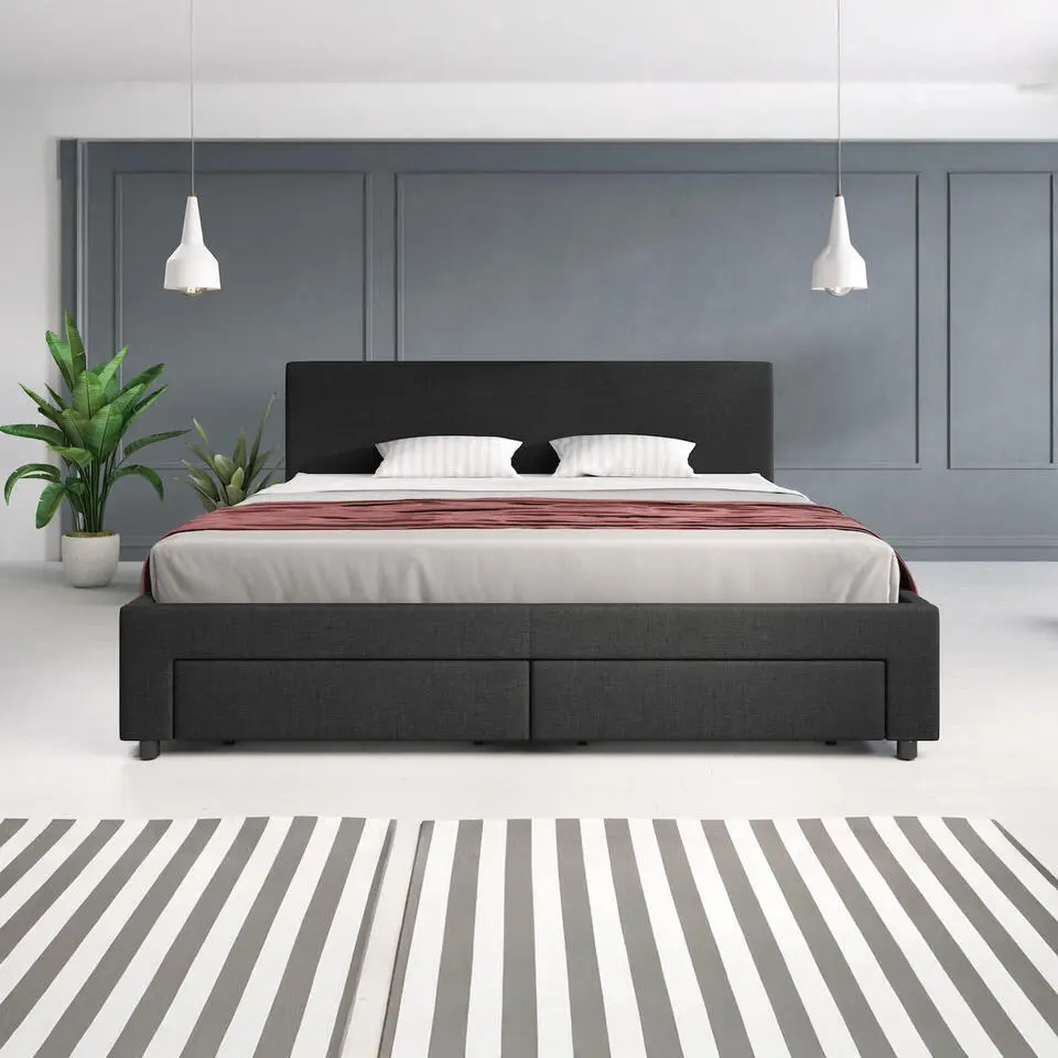 Meubella - Tweepersoonsbed Suente - Zwart - 180x200 cm
