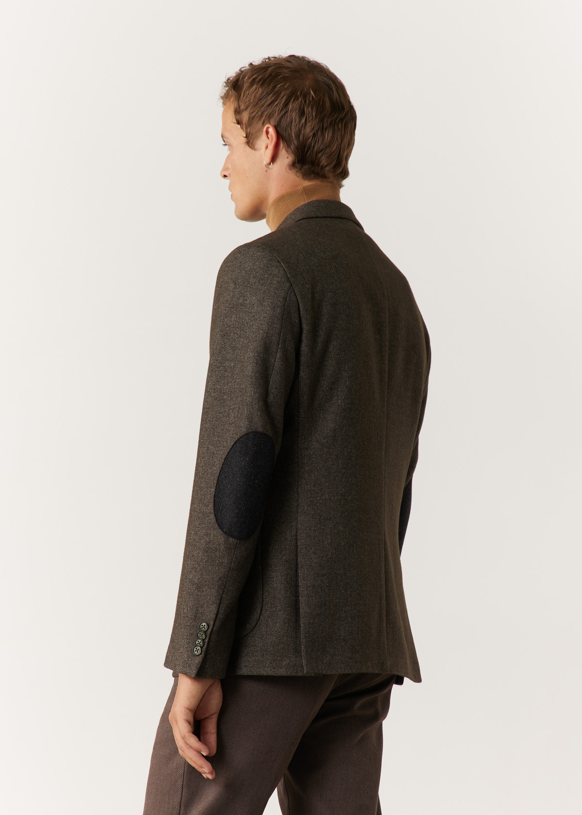 Veste casual Regular en laine mélangée unie kaki