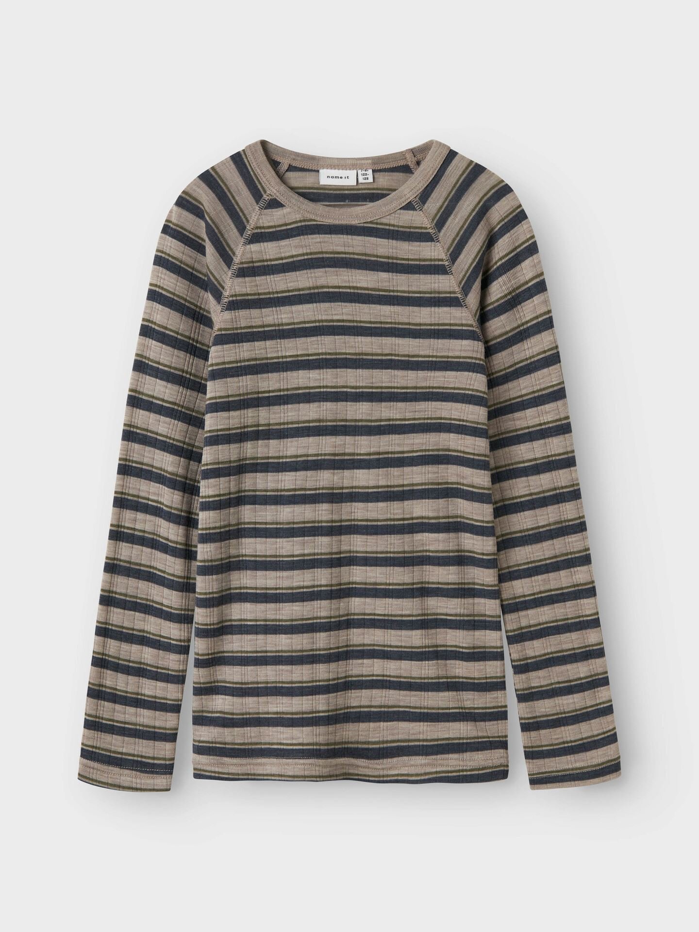 Wang Wool Needle Long Sleeve Top Stripe