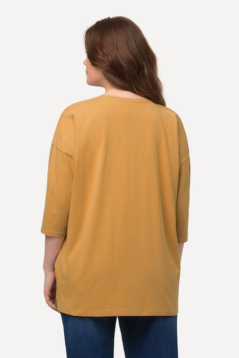Shirt, Ringel, Oversized, Rundhals, 3/4-Arm, Biobaumwolle