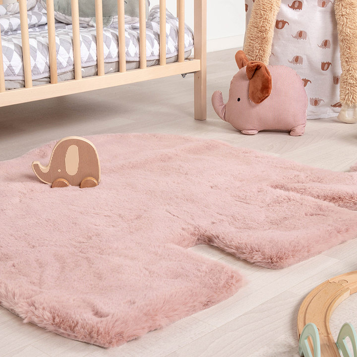 Kindervloerkleed - Huggy Olifant Roze | Super fluffy!
