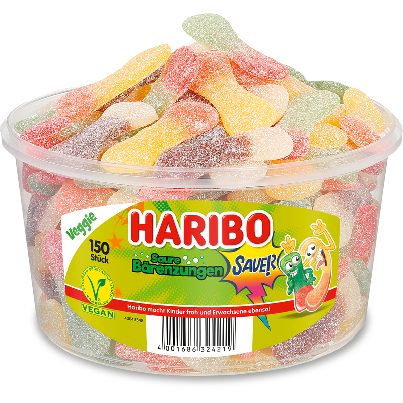 HARIBO Saure Bärenzungen Vegan, 9 g, 150 Stück