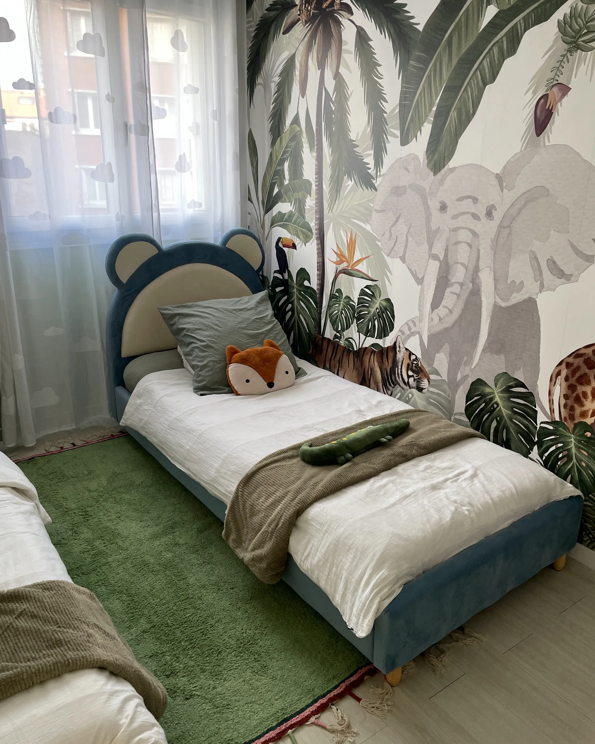 Kinderbed Teddybeer Fluweel MAILLES 90 x 200 cm Blauw