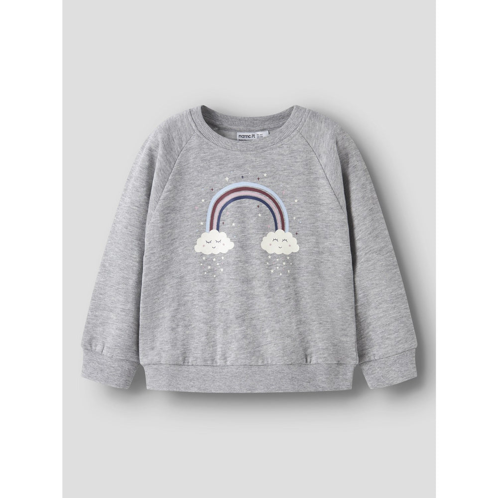 Køb Name It Grey Melange Rainbow Clouds Nmfvenus Ls Nreg Sweat Bru