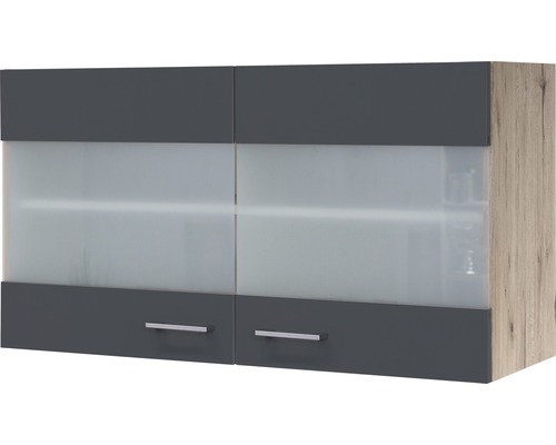 Flex Well wandkast met glazen deur Tiago BxDxH 100 x 32 x 54,8 cm basaltgrijs mat gedemonteerd