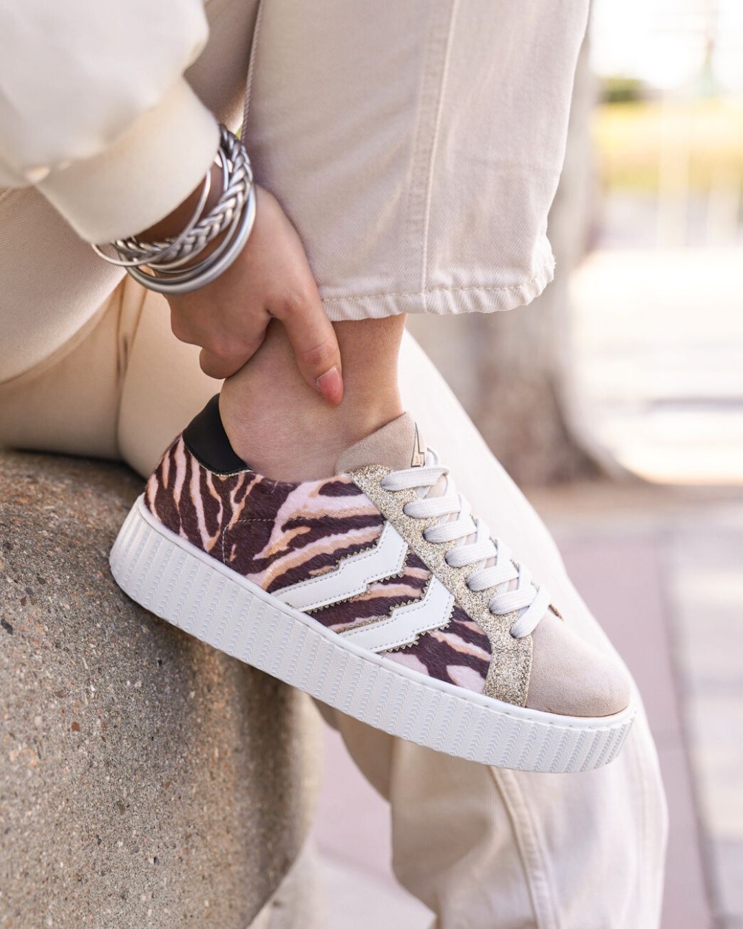Basket femme camel à lacets - CL67 TIGER