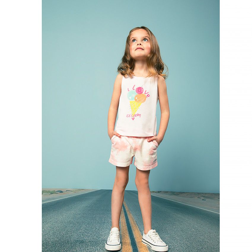 Débardeur en jersey avec print fantaisie pour fille - Rose