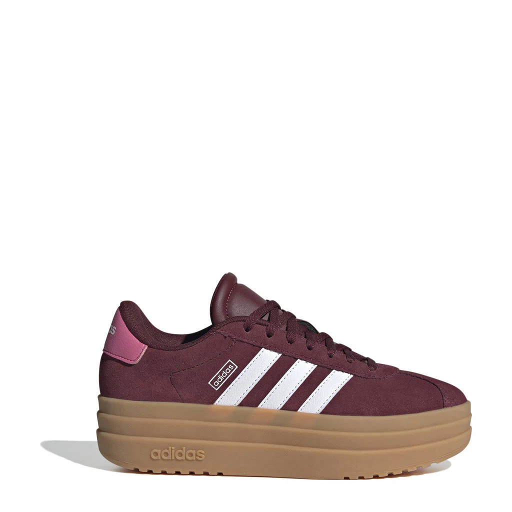 adidas VL Court Bold suède sneakers donkerrood/wit