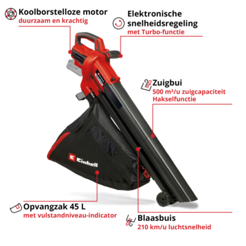 Einhell 18V bladblazer/-zuiger Venturro 18/210 (zonder accu)