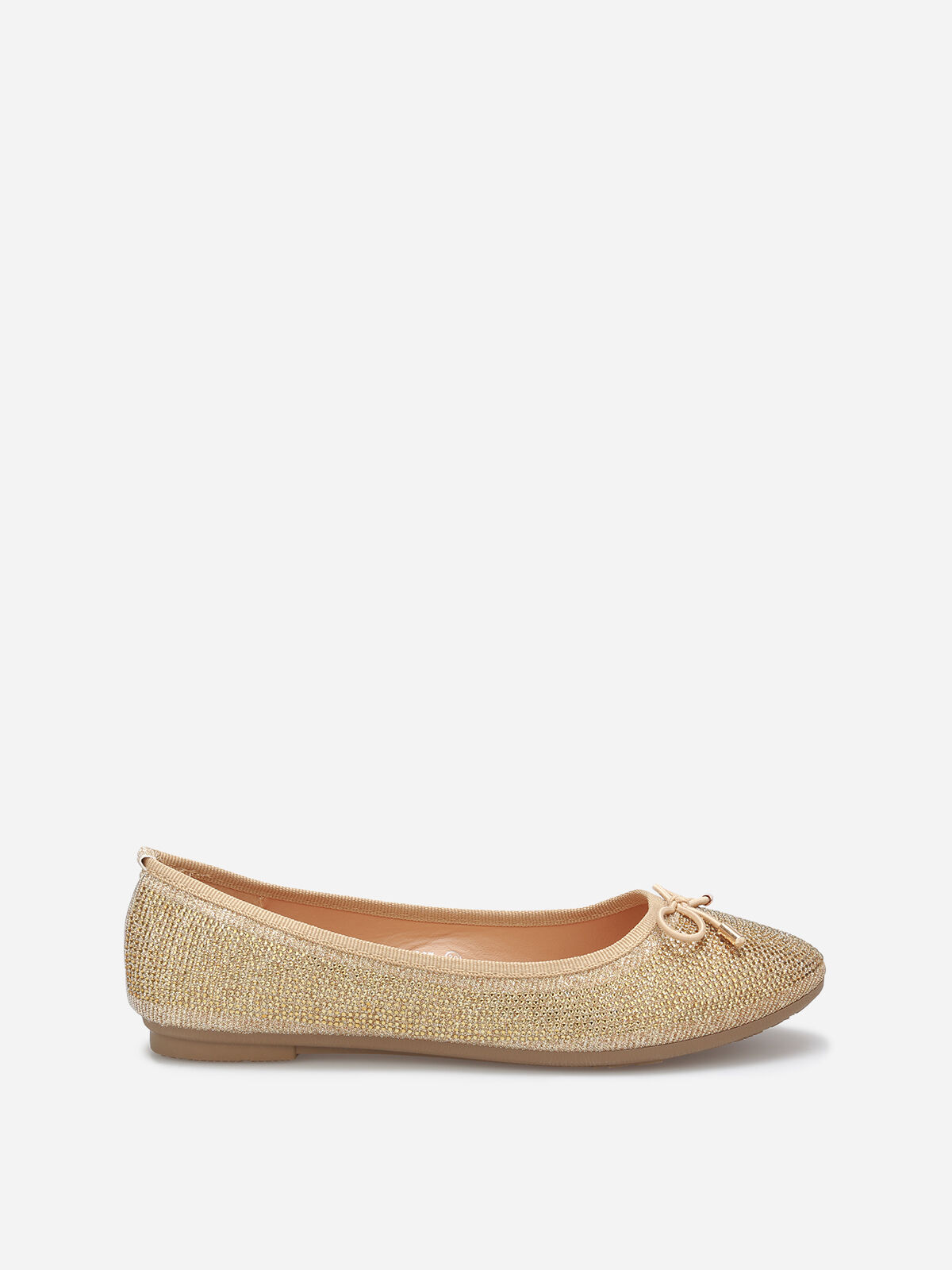 Ballerines à strass et nœud- Doré
