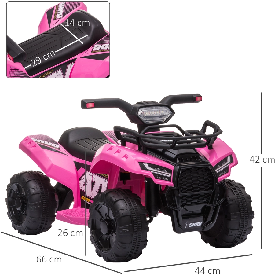 HOMCOM Elektroquad 6V Akku Elektroauto LED Frontlicht rosa