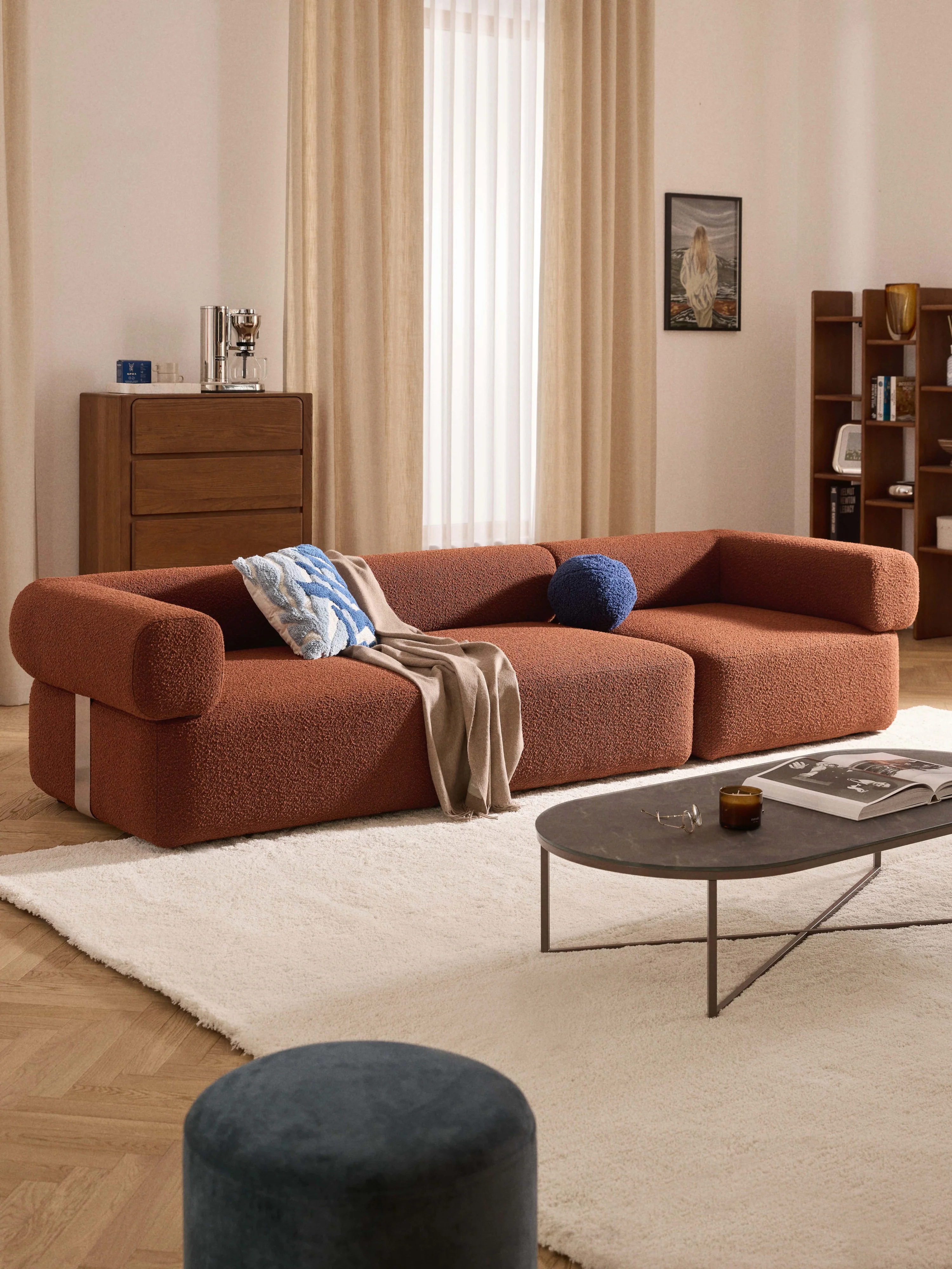 Modulaire bank Anton (4-zits) van bouclé