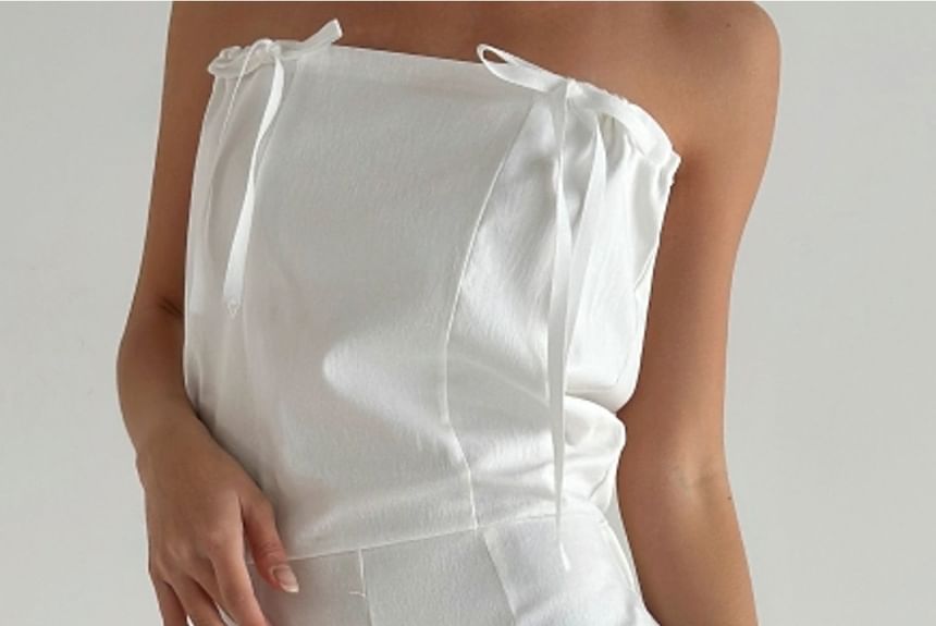 SeoulPop - Two-Way Plain Bow Tube Romper