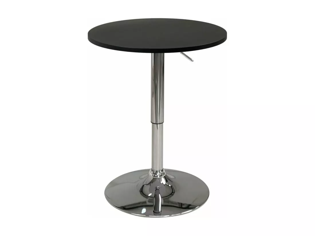 Table de Bar Haute Ø60 cm – Mange-Debout hauteur réglable et Pivotant SETI (Noir)