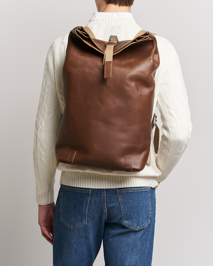 Brooks England Pickwick Large Leather Backpack Dark Tan