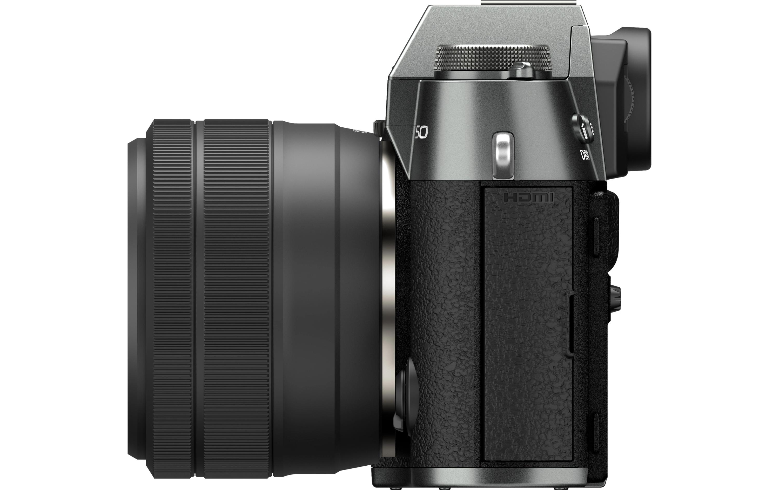 Fotokamera X-T50 Charcoal Kit XC 15-45mm<br>Kompakte Systemkamera mit 40.2-Megapixel-Sensor, 6.2K-Video und Filmsimulations-Einstellrad