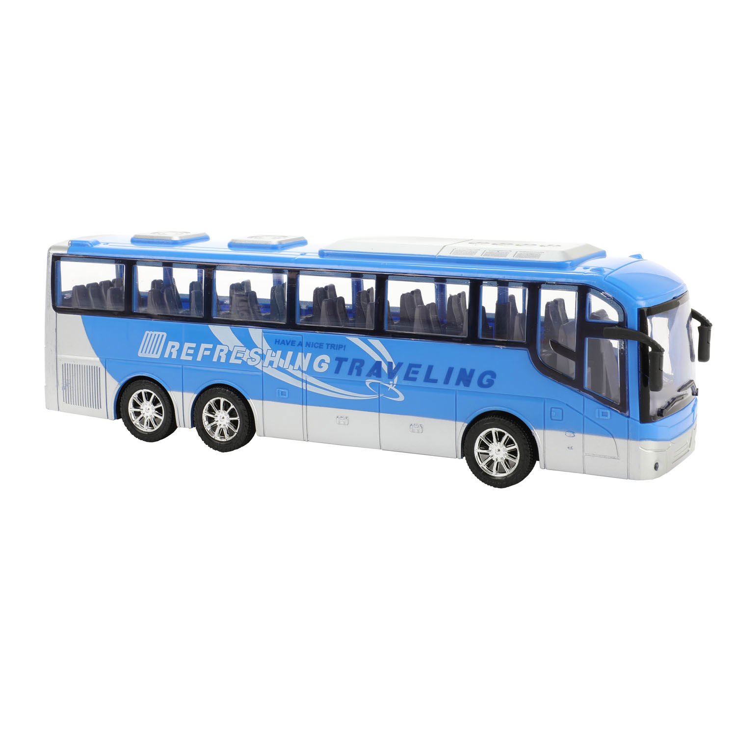 Cars & Trucks Reisbus Blauw Frictie, 32cm