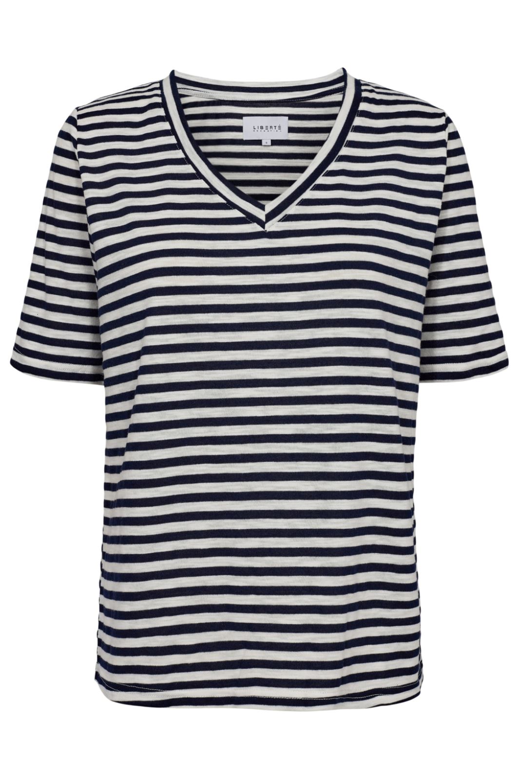 Liberte Ulla-Ss-Vneck-Stripe-Tshirt navy white stripe