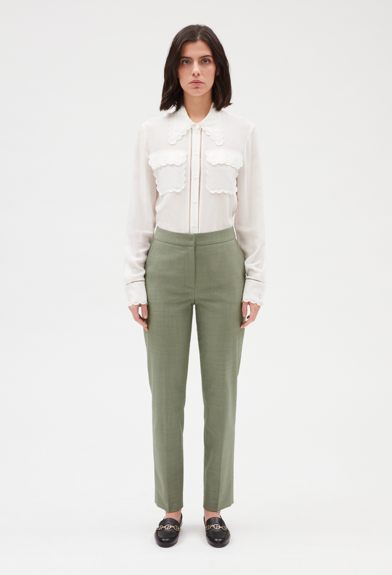 Pantalon tailleur kaki