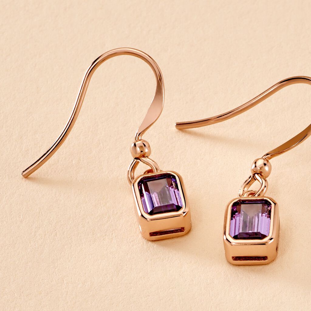 Boucles D'oreilles Pendantes Purple Mood Argent Rose Oxyde