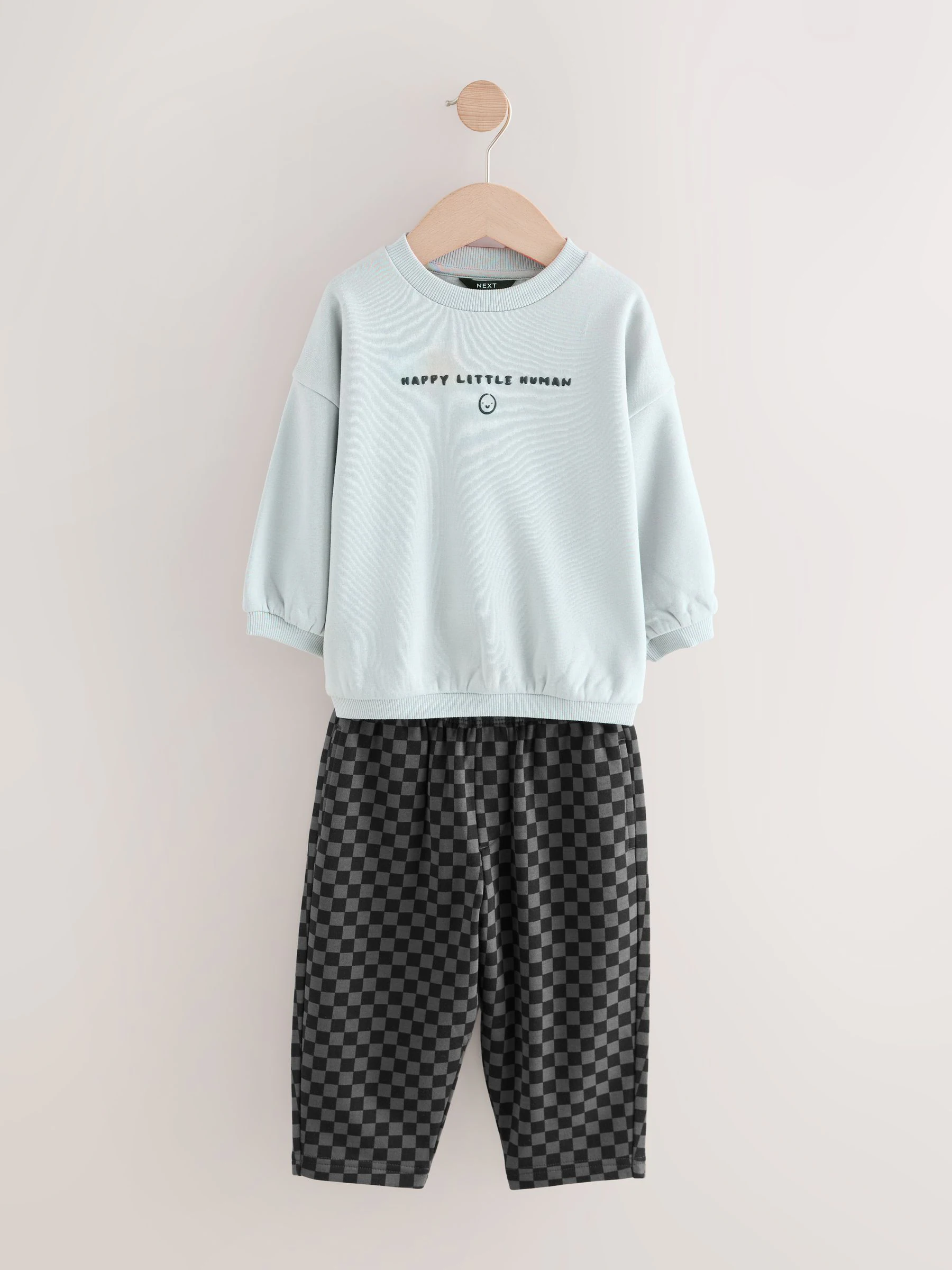 Zwart/wit met print - Set met sweatshirt en joggingbroek met strepen (3mnd-7jr)