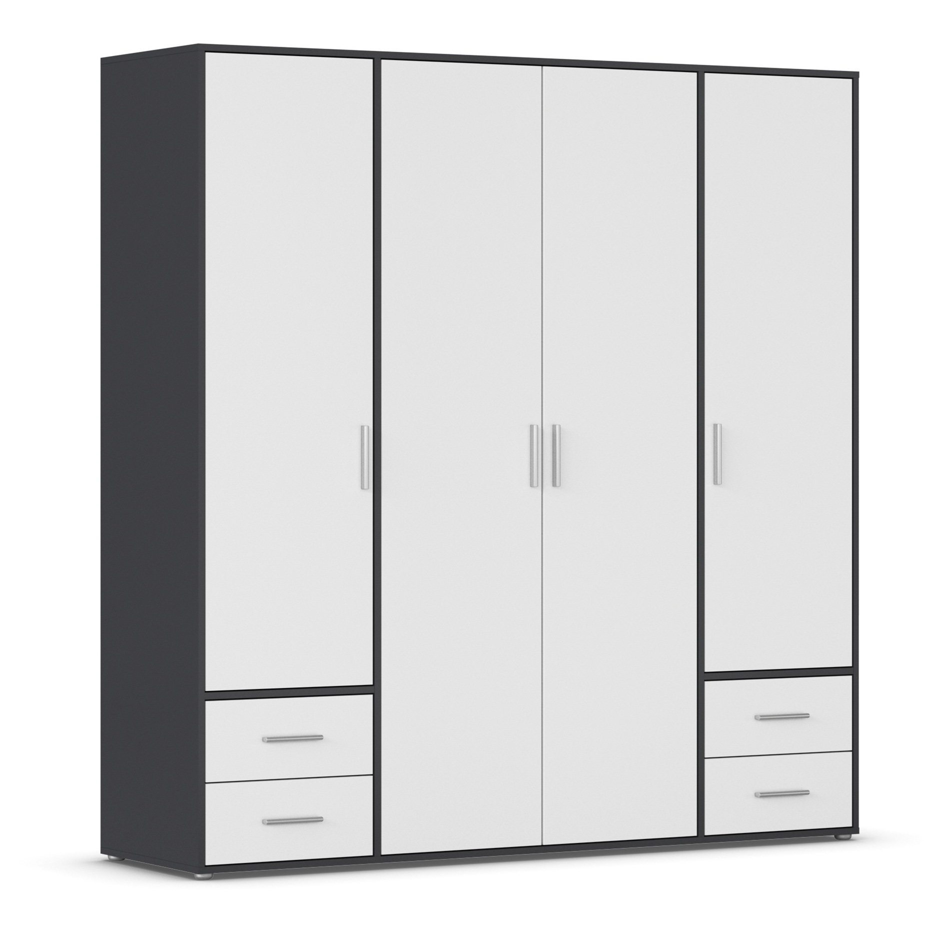 Drehtürenschrank - alpinweiß - grau metallic - 187 cm