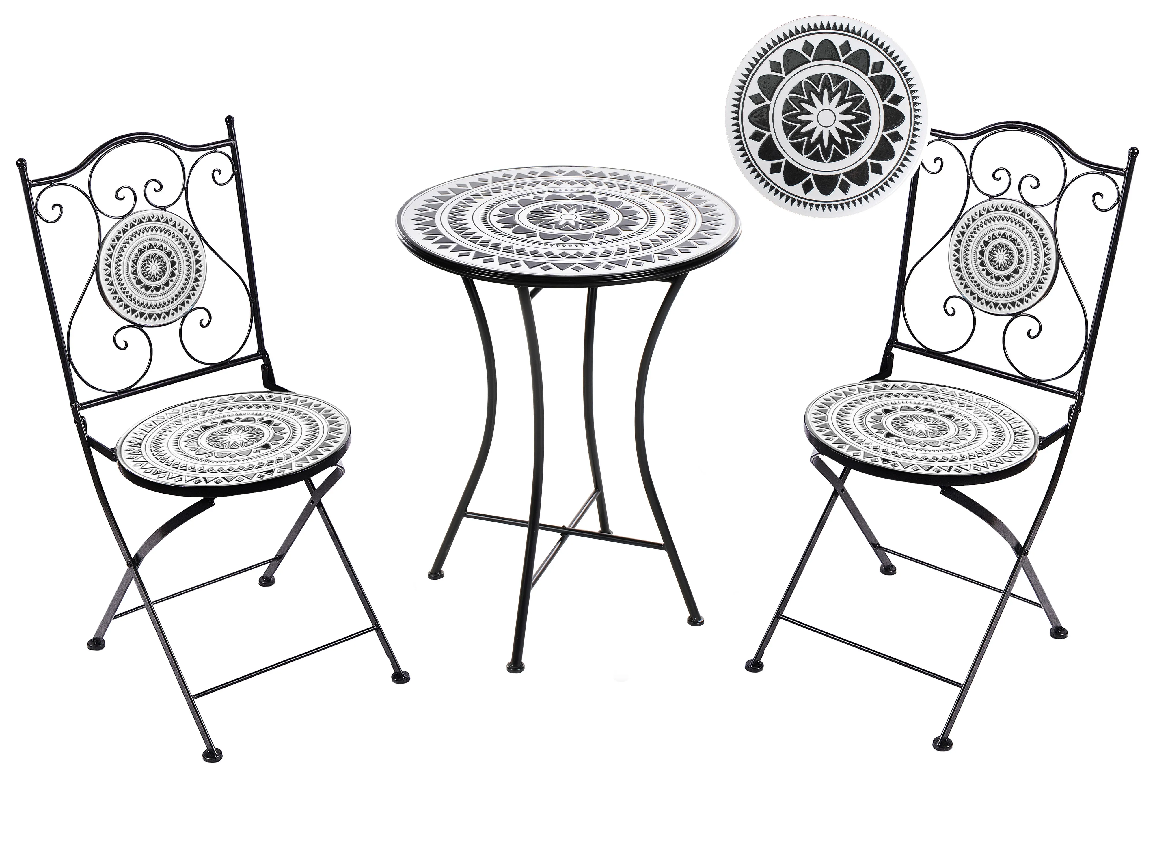 Bistroset inklapbaar COMISO Metaal Zwart/wit