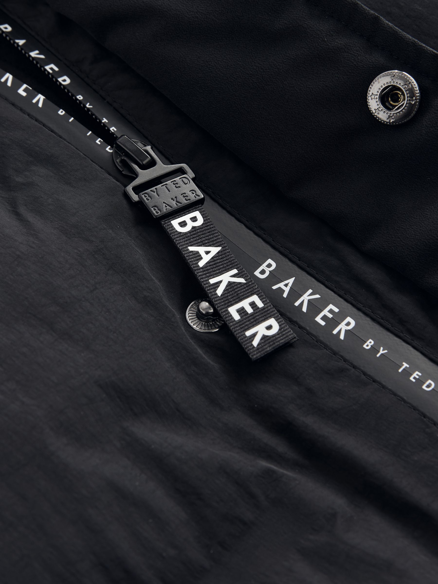 Zwart - Baker By Ted Baker regenbestendige gewateerde lange jas