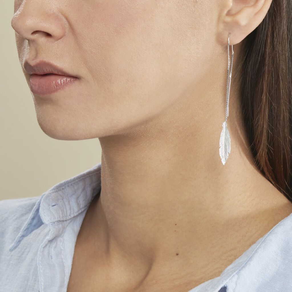 Boucles D'oreilles Pendantes Euriell Argent Blanc