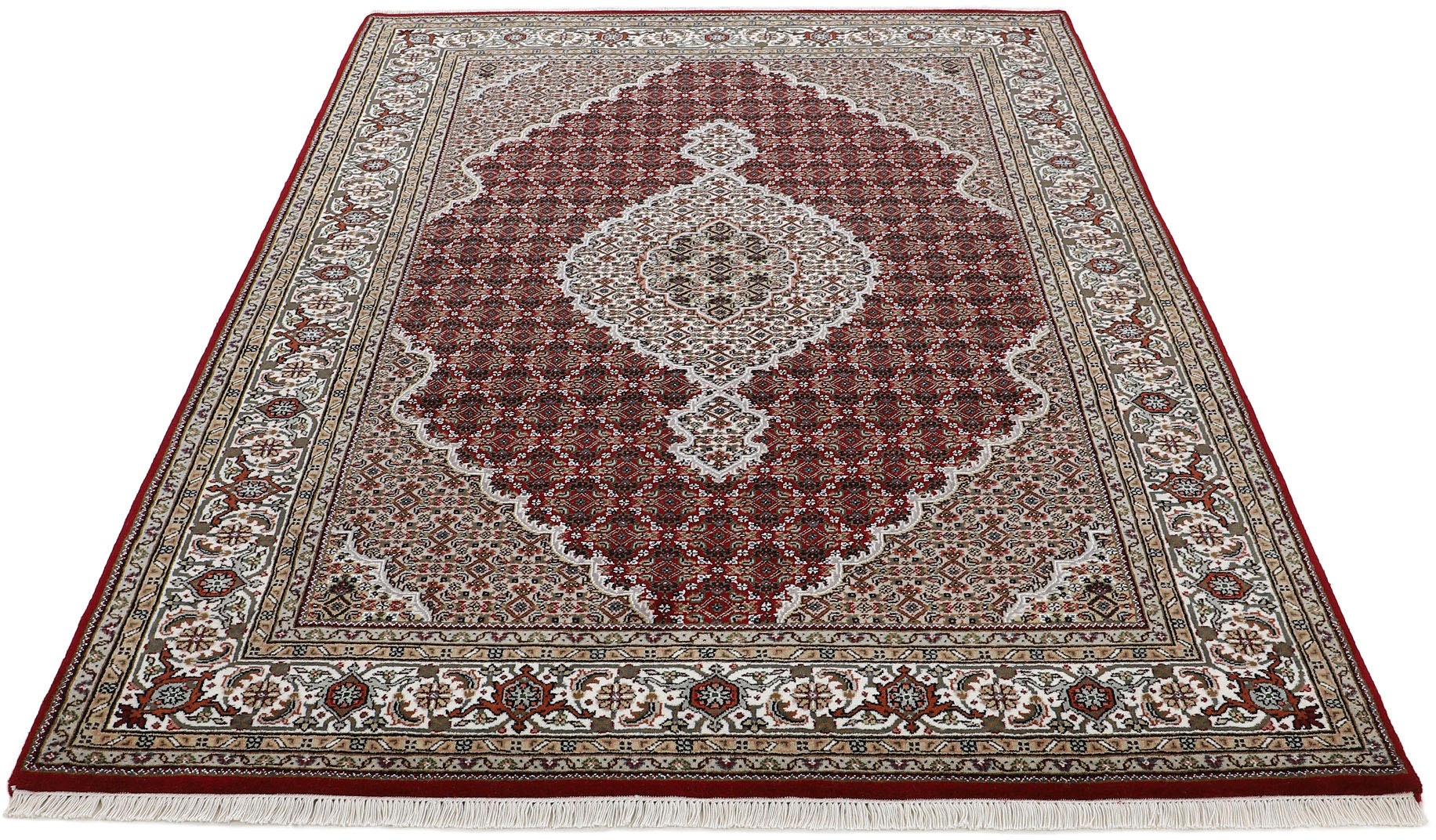 Woven Arts Orientteppich »Tabriz Mahi ,   auch als Läufer« rechteckig 15 mm Höhe handgeknüpft, Wohnzimmer, reine Wolle
