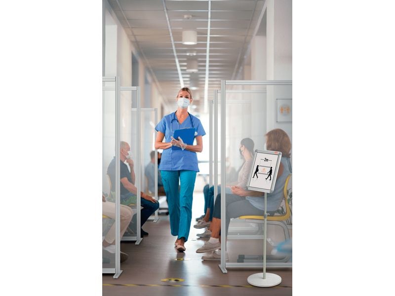Nobo Premium Plus Plakatrahmen A4, freistehend und doppelse Plakatrahmen für die Wandbefestigung mit praktischer Aluminium-Klapprahmentechnik und entspiegelter PVC-Abdeckung. Motiv-Grösse: A4