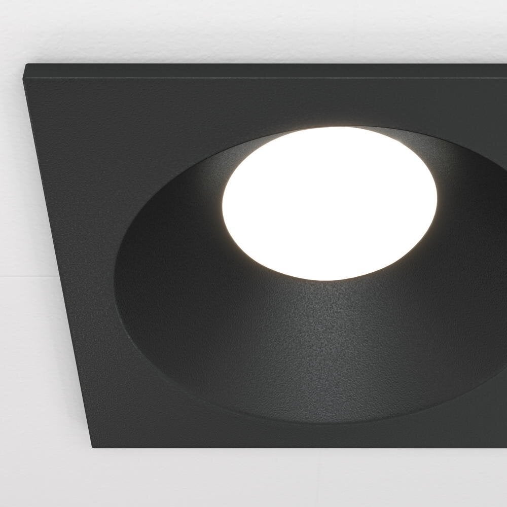 Zoom inbouw plafondspot in zwart, GU10, IP65, vierkant