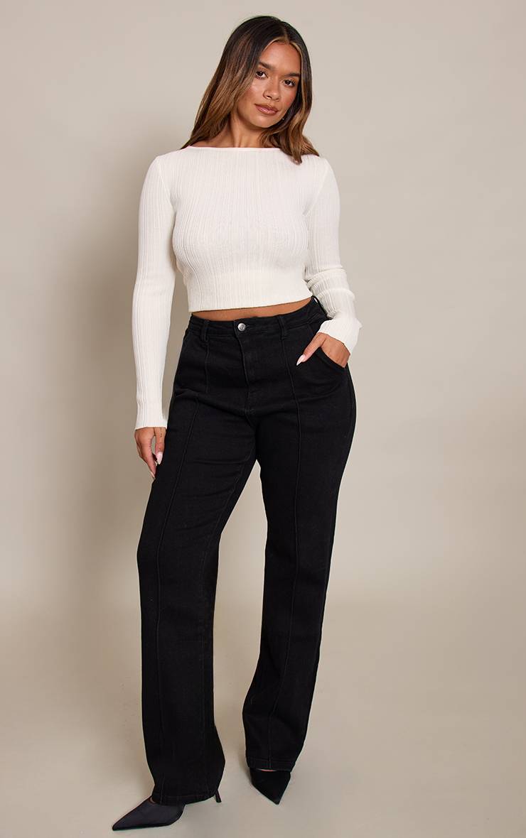Noir Jean Taille Haute En Denim Stretch Shape Avec Pinces Et Détail Ajustable Au Dos